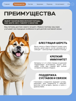 Корм сухой для пожилых собак породы Акита-ину старше 5 лет, с индейкой, 3 кг, QUATTRO