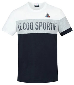 Мужская теннисная футболка Le Coq Sportif Saison 2 Tee SS No.1 M - optical white/gray/black