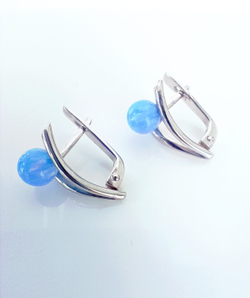 Серьги "Эстерелла", с синтетическим опалом и фианитами, серебро 925 пробы/Ф