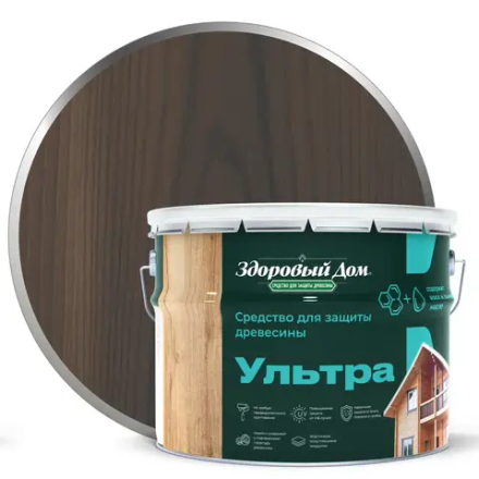ЗДОРОВЫЙ ДОМ УЛЬТРА деревозащитное средство Орех 9л (LAKRA)