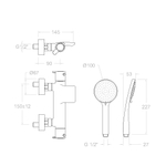 Смеситель термостатический для ванны (каскад) с душевым комплектом BLAUTHERM 943901T3