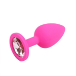 Средняя розовая пробка с нежно розовым кристаллом ONJOY Silicone Collection (Цвет: розовый)