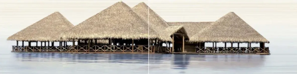 Панно Alma Ceramica PWU09DLM1 Del mare 100x24.9 бежевое / голубое глазурованное глянцевое морские мотивы (компл. из 2 шт)