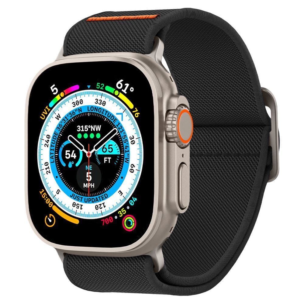 Ремешок Spigen FIT LITE ULTRA APPLE WATCH 4 / 5 / 6 / 7 / 8 / SE / ULTRA (42 / 44 / 45 / 49 MM) BLACK (оцинкованная пряжка; материал из высококачественного нейлона; ультралегкий ремешок)