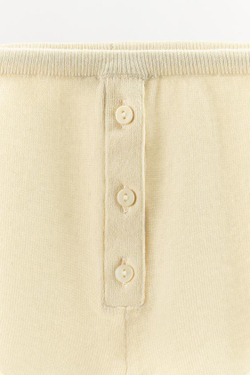 ZARА МИНИ-ШОРТЫ ИЗ ХЛОПКА С ПУГОВИЦАМИ, ЭКРЮ