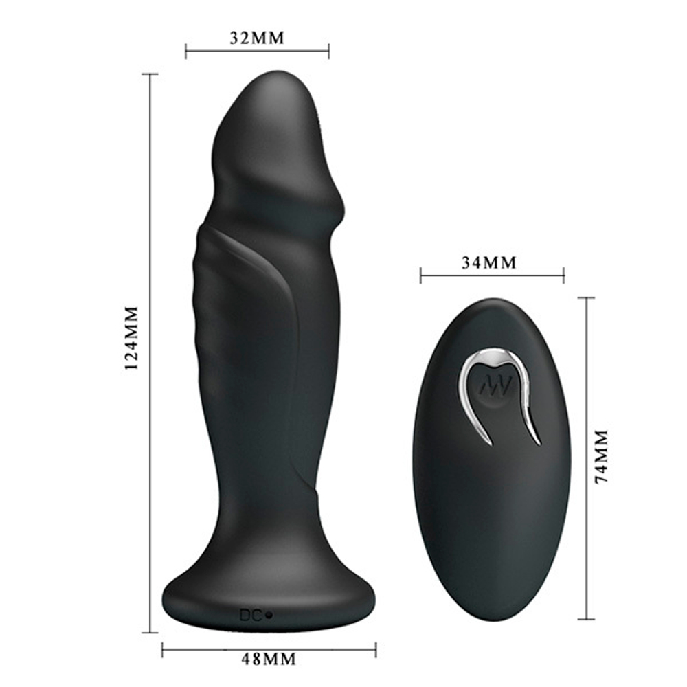 Черная анальная вибропробка 12,4см с пультом ДУ Mr.Play Powerfull Vibrating Anal Plug BI-040085W-MR