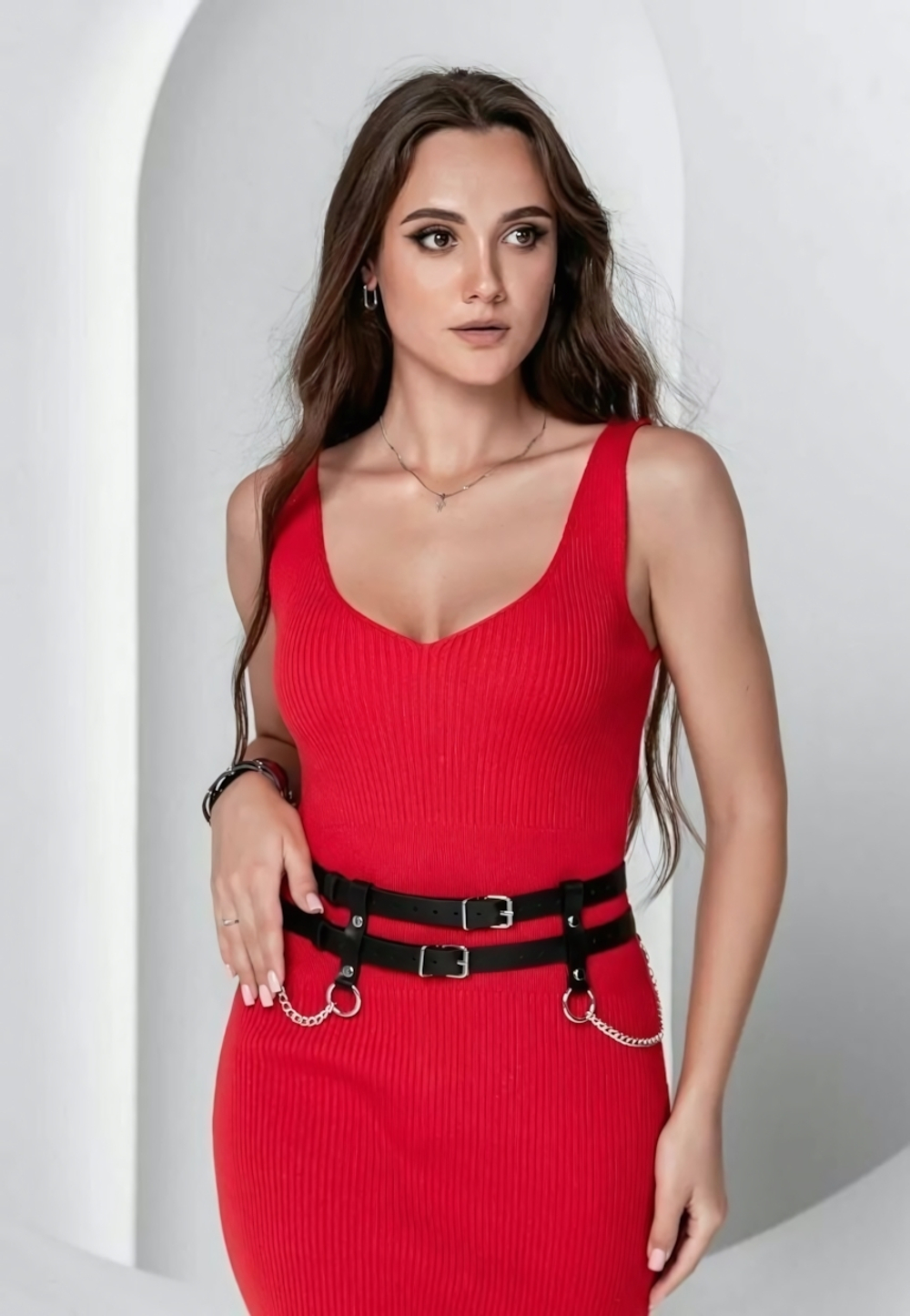 Баска пояс Reya кожа черный S/M