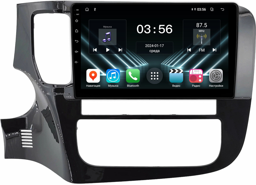 Магнитола Mitsubishi Outlander 3 2012-2022 (левый руль) - FarCar DX1006M монитор 9" IPS на Android 13, 4+64Гб, CarPlay