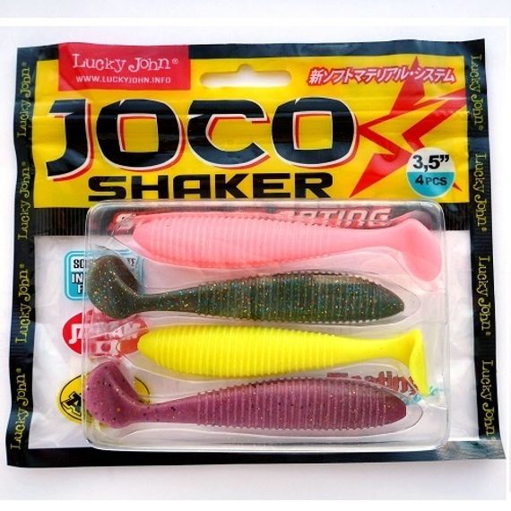 Виброхвосты съедобные LJ Pro Series JOCO SHAKER 3.5in (8,89 см), цв. MIX, 4 шт.