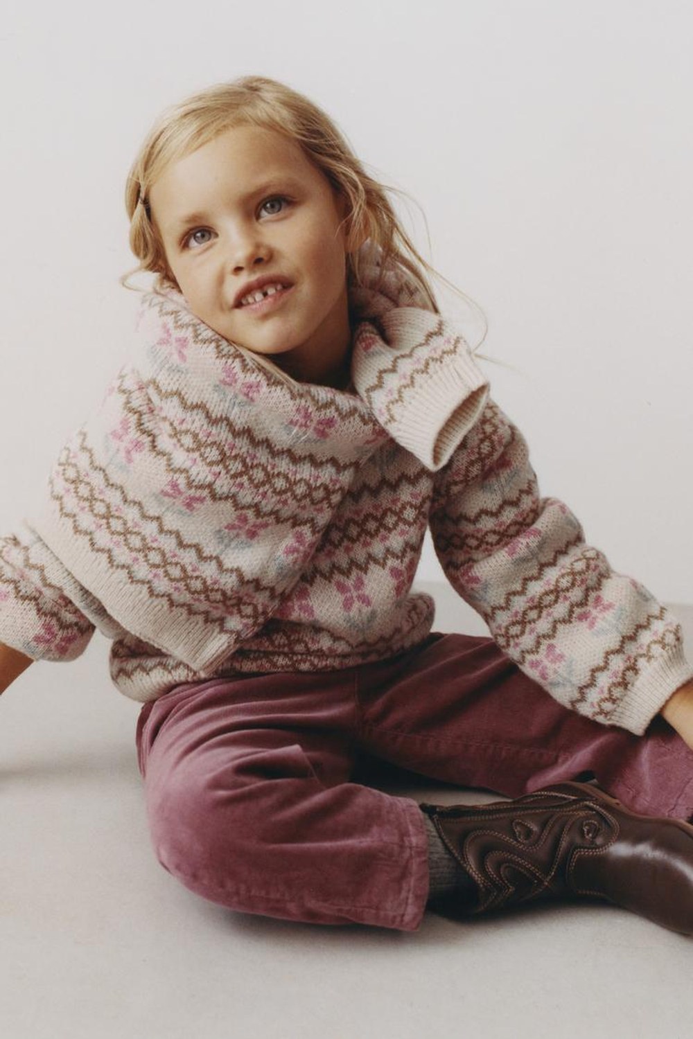 ZARA ЖАККАРДОВЫЙ СВИТЕР ИЗ СМЕСОВОЙ ШЕРСТИ, ЦВЕТ ФУКСИИ