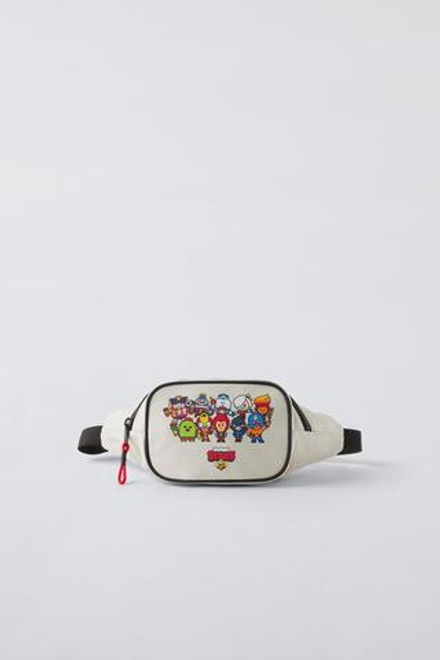 ZARA ПОЯСНАЯ СУМКА С ПРИНТОМ BRAWL STARS © SUPERCELL OY, СЕРЫЙ