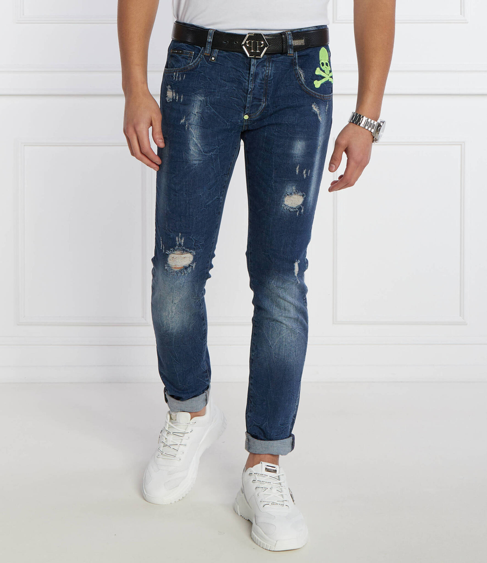 Джинсы Skull&Bones Philipp Plein - голубой(MDT3678 PDE004N)