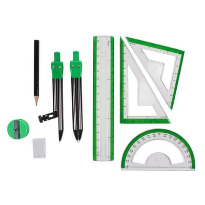 Готовальня 9 предм. цирк.под карандаш, каранд,цирк-измеритель, ластик,4 лин.