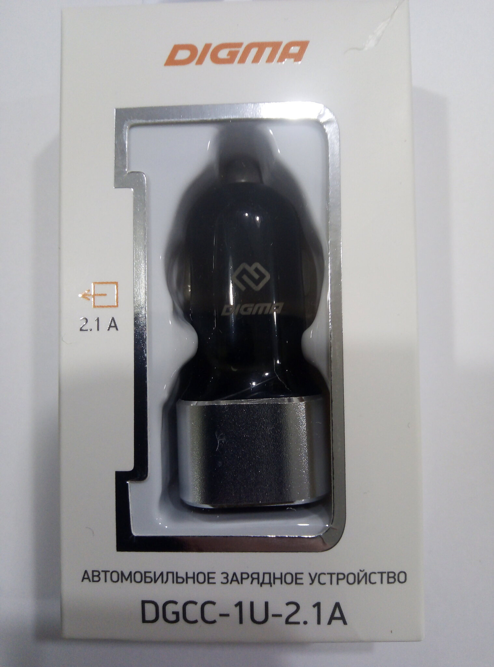 Автомобильное зарядное устройство Digma DGCC-1U-2.1A универсальное черное