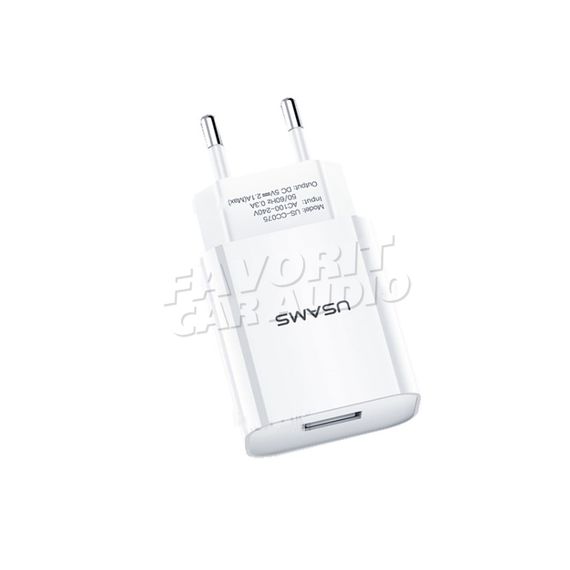 СЗУ 1USB Usams US-CC075 T18 2100mA пластик белый