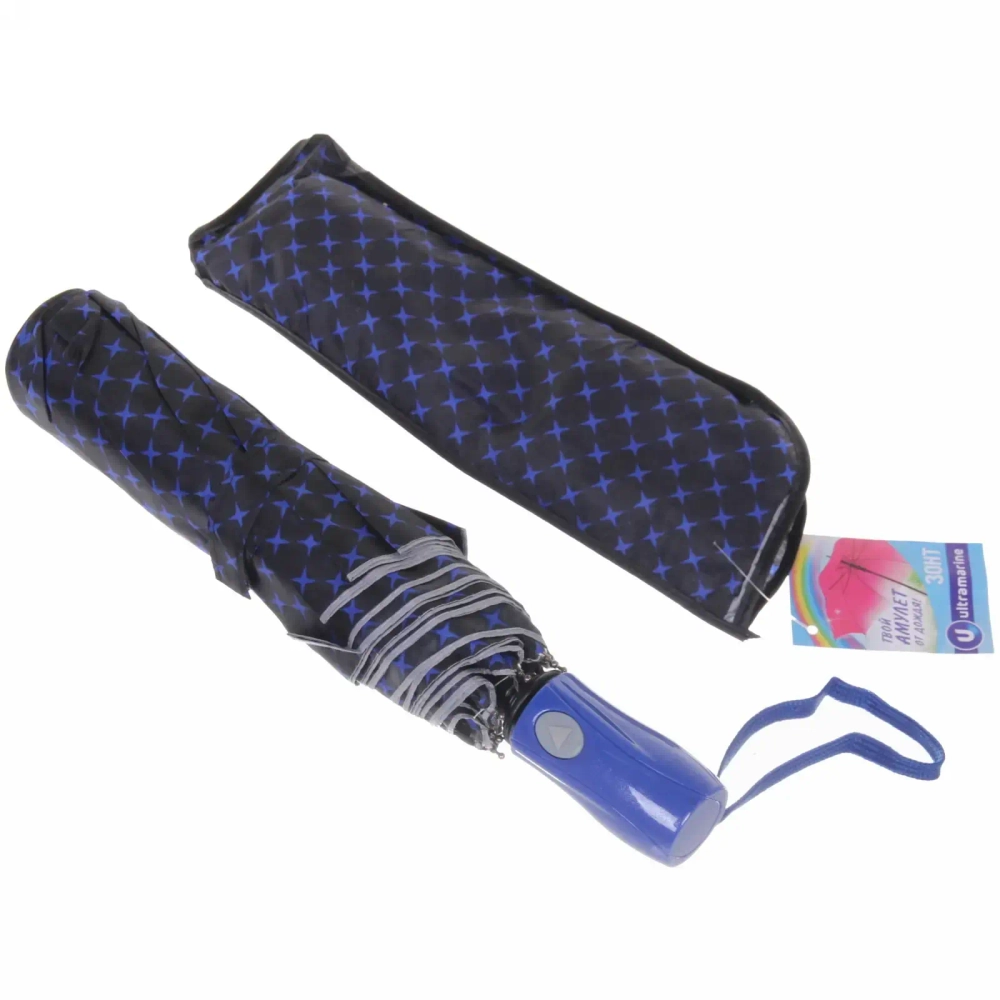 Зонт женский полуавтомат «Ультрамарин - Ореон», цвет микс, 8 спиц, d-100см, длина в слож. виде 30см