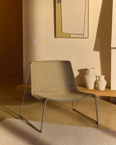 Уличное кресло Tavari из бежевой веревки и стали