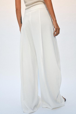 ZARA БРЮКИ WIDE LEG С ЗАЩИПАМИ — ZW COLLECTION, ЭКРЮ