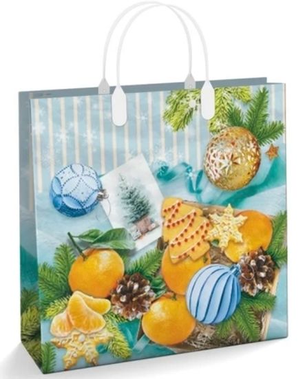 Подарочные пакеты "Зимнее время" 30х30+10см 150мкм (1/10шт)