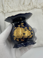 Подсвечник кобальтовый с золотыми розами