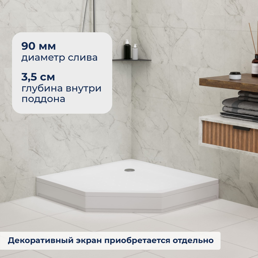 Душевой поддон трапеция RGW LUX/TN-TR 1000x1000