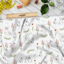 Ткань шифон ежики и медвежата