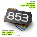 Номер на дверь 853, табличка на дверь для офиса, квартиры, кабинета, аудитории, склада, черная 120х70 мм, Айдентика Технолоджи