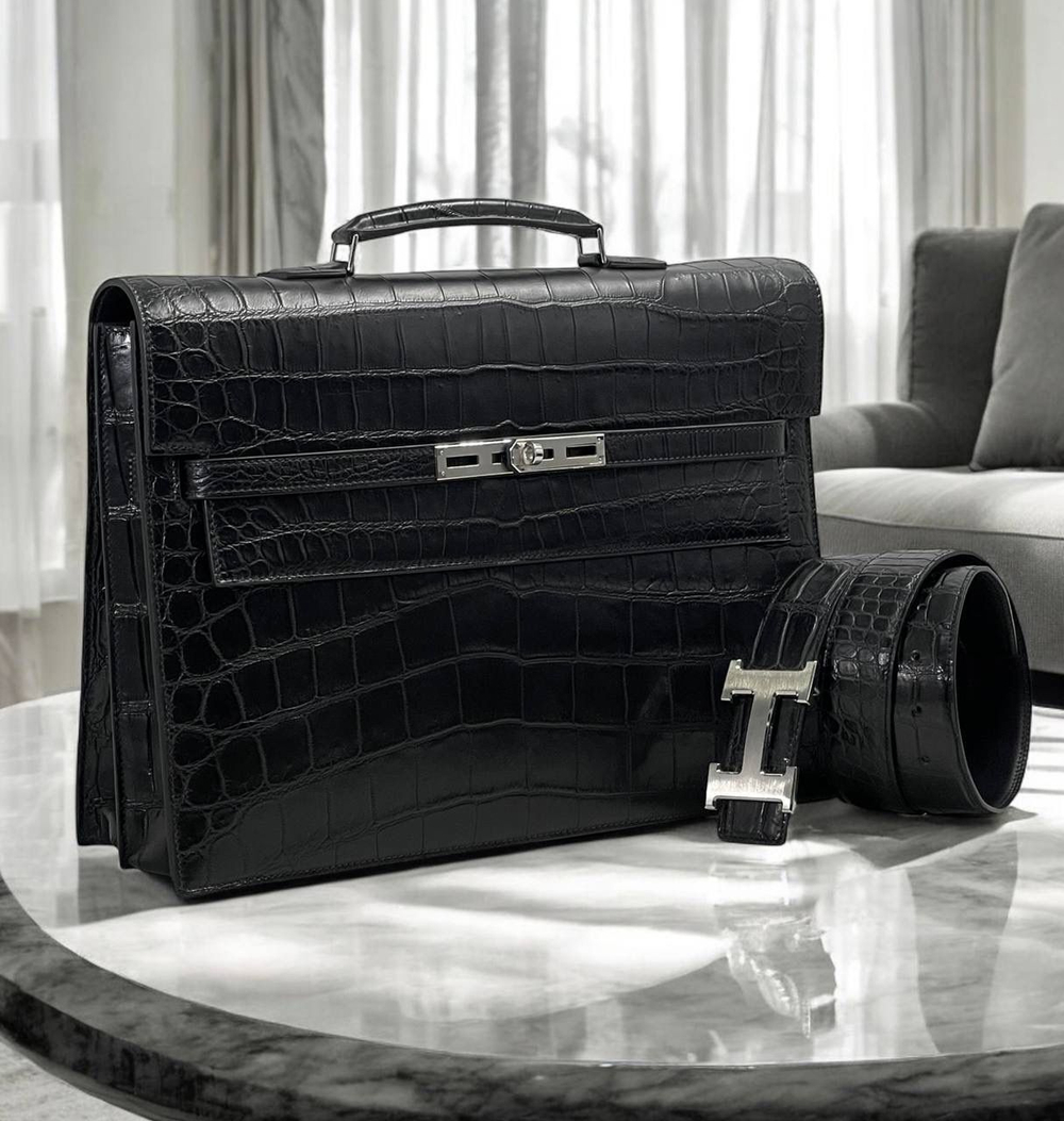 Портфель Hermes из кожи крокодила