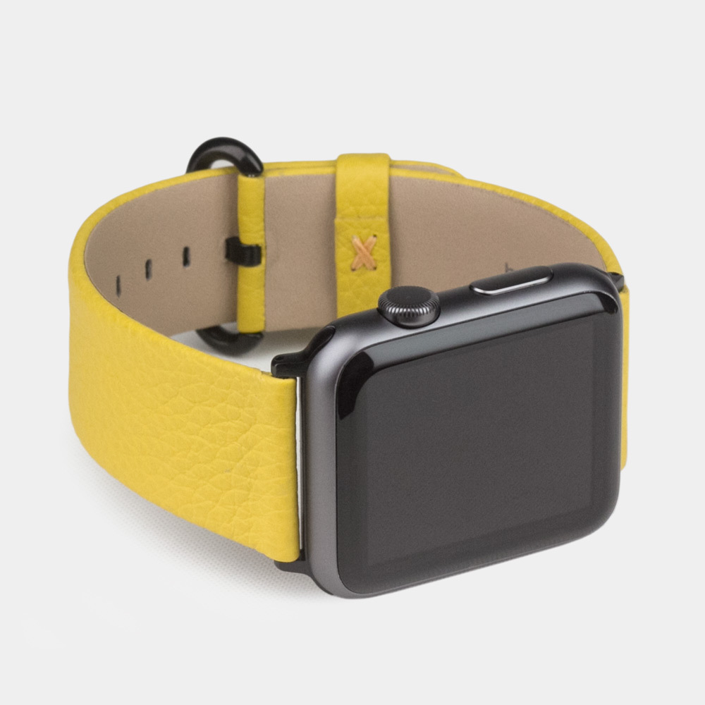 Ремешок для Apple Watch 44/45/46 mm из кожи теленка, желтого цвета