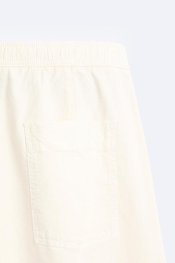 ZARA БРЮКИ ИЗ ХЛОПКА И ЛЬНА, ЖЕЛТОВАТО-БЕЛЫЙ