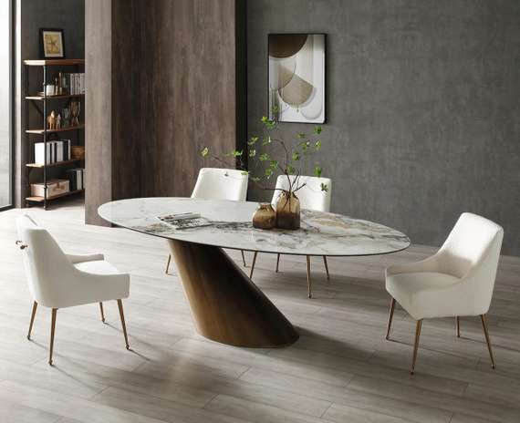 Стул Senna, белое букле с золотыми ножками