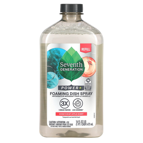Seventh Generation, Power + Foaming Dish Spray, Refill, хрустящее яблоко, 473 мл (16 жидк. унц.)