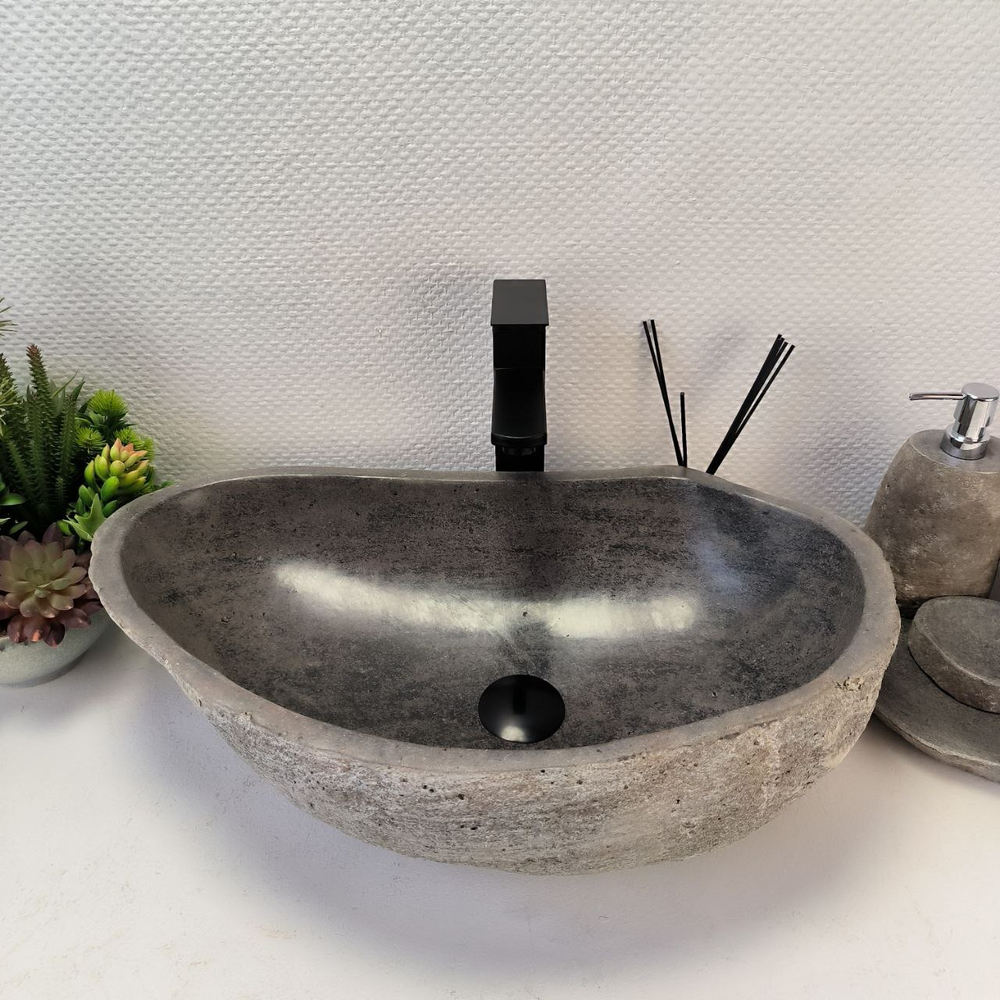 Раковина из речного камня RS-64102 (58*36*15) 0122