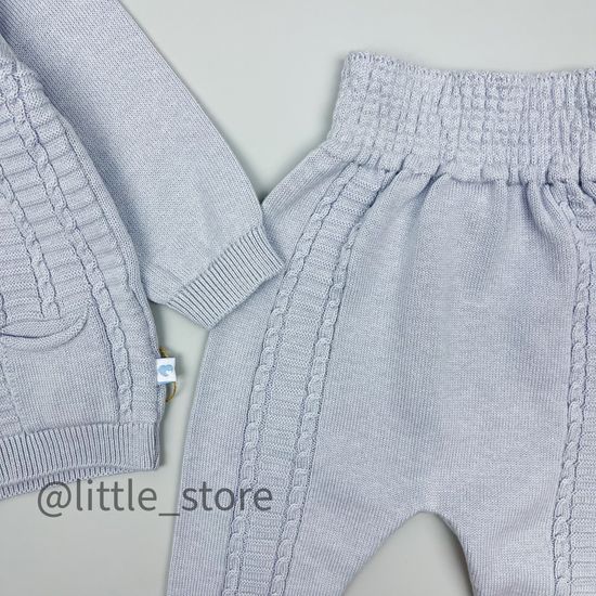 Комплект вязаный, Серо-голубой