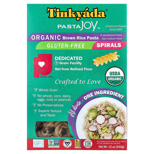 Tinkyada, паста из органического коричневого риса, спиральки, 340 г (12 унций)