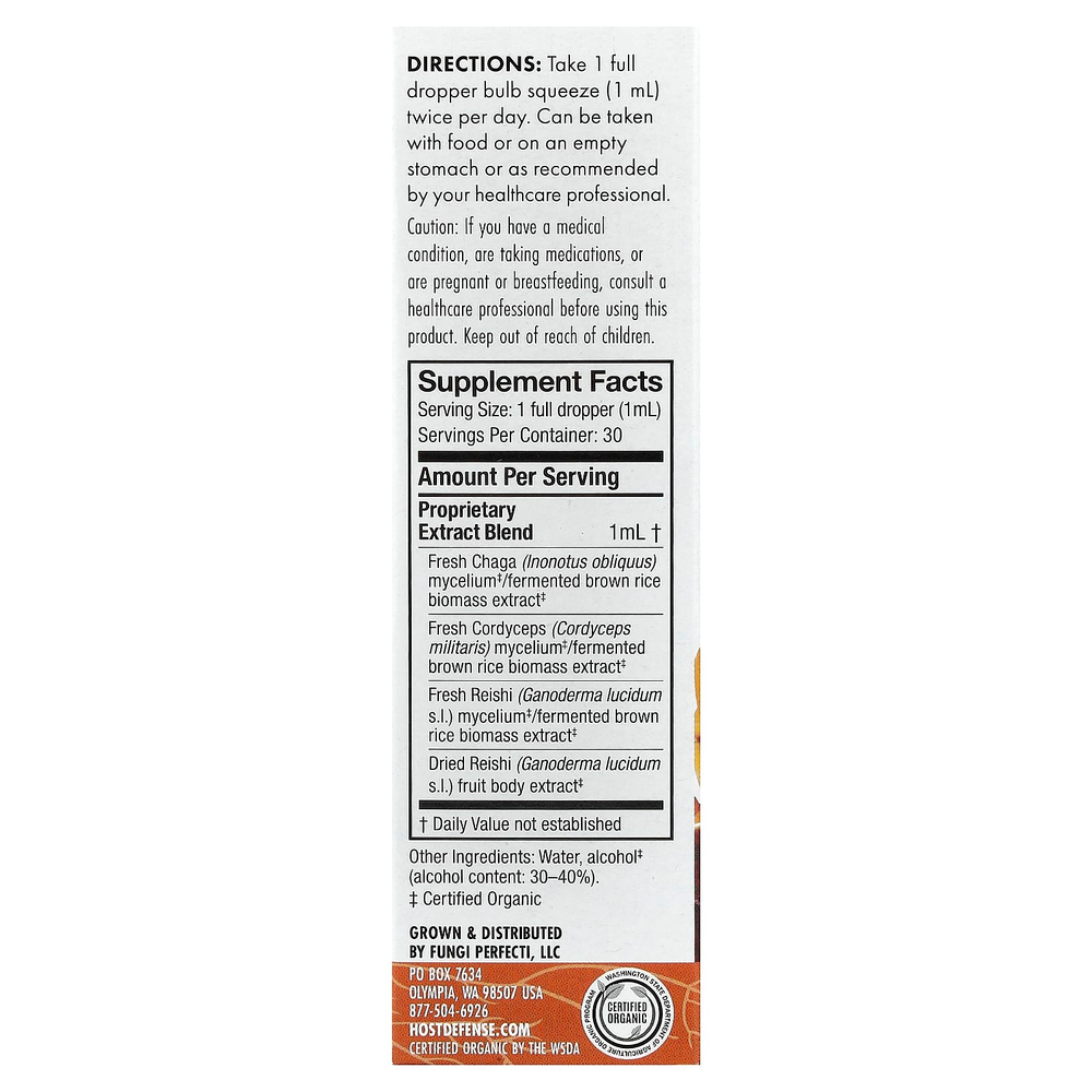 Host Defense, Host Defense Mushroom, органический экстракт для дыхания, 30 мл (1 жидк. унц.)