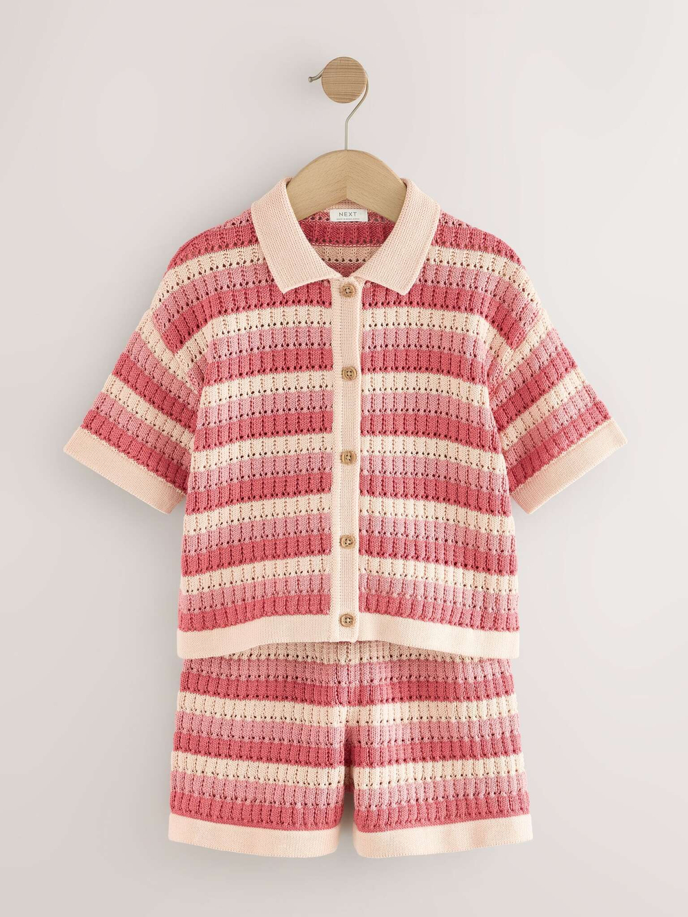 Рубашка с коротким рукавом и шорты в комплекте для девочки Next AB7-184, Розовый