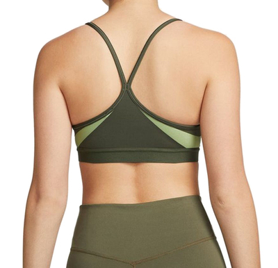 ТОП теннисный Nike Indy Bra V-Neck - cargo khaki/alligator/cargo khaki/white