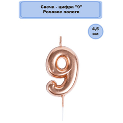 Свечи-цифры Розовое золото 4,5см