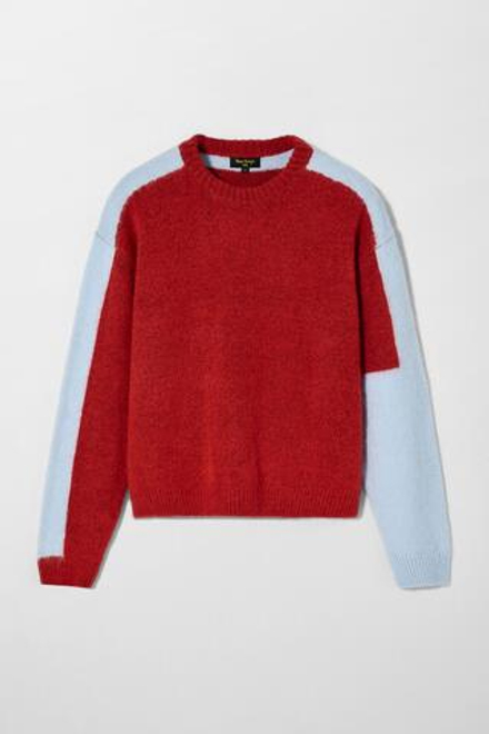 ZARA X BOBBY GILLESPIE СВИТЕР В СТИЛЕ КОЛОР-БЛОК, КРАСНЫЙ