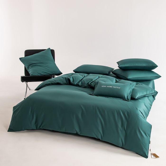 Комплект постельного белья на резинке Однотонный Сатин Элитный «Лесная прохлада»