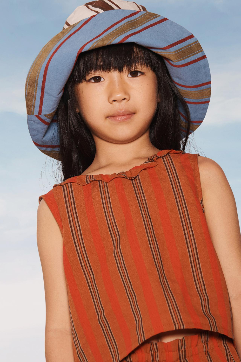 ZARA ТОП В ПОЛОСКУ С РЮШАМИ - LIMITED EDITION, КИРПИЧНЫЙ