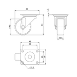 Опора колесная с площадкой WL/B-40P/30kg пластик