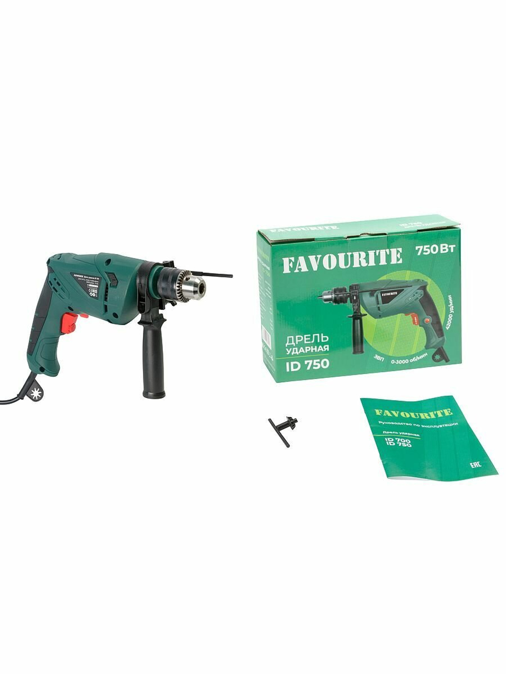 Дрель ударная FAVOURITE ID 750 750Вт, 0-3000об/мин, 13мм,4200уд/мин FAVOURITE(103110750)