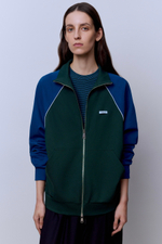 Толстовка на молнии с кантом изумрудный-синий