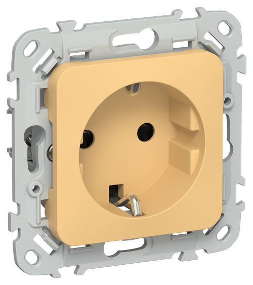 FLITE Розетка с заземлением с защитными шторками безвинтовое крепление 16А РСш11-1-ФлЗ золотарник IEK