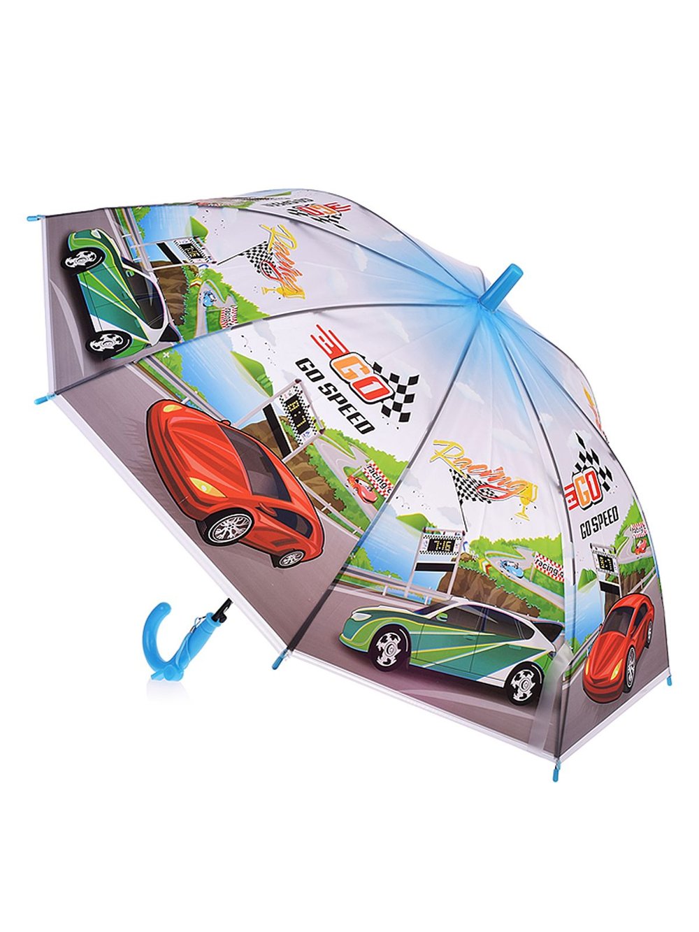 Зонт детский "Гоночные машины " (50см.) 00-1932 голубой