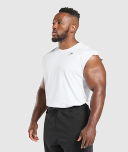 Майка GYMSHARK Critical Cut Off Tank White