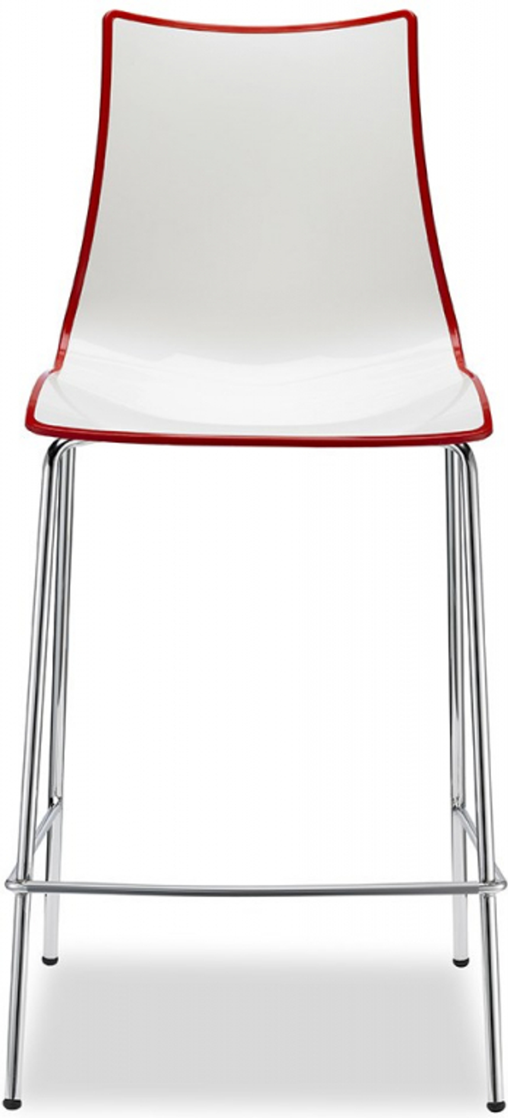 Стул полубарный пластиковый Scab Design Zebra Bicolore, хром, белый, красный