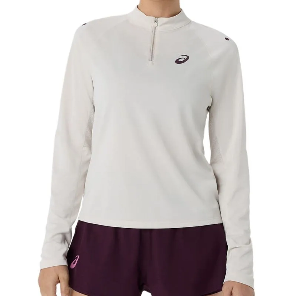 Женская теннисная футболка   Asics Match Half Zip - soft oat